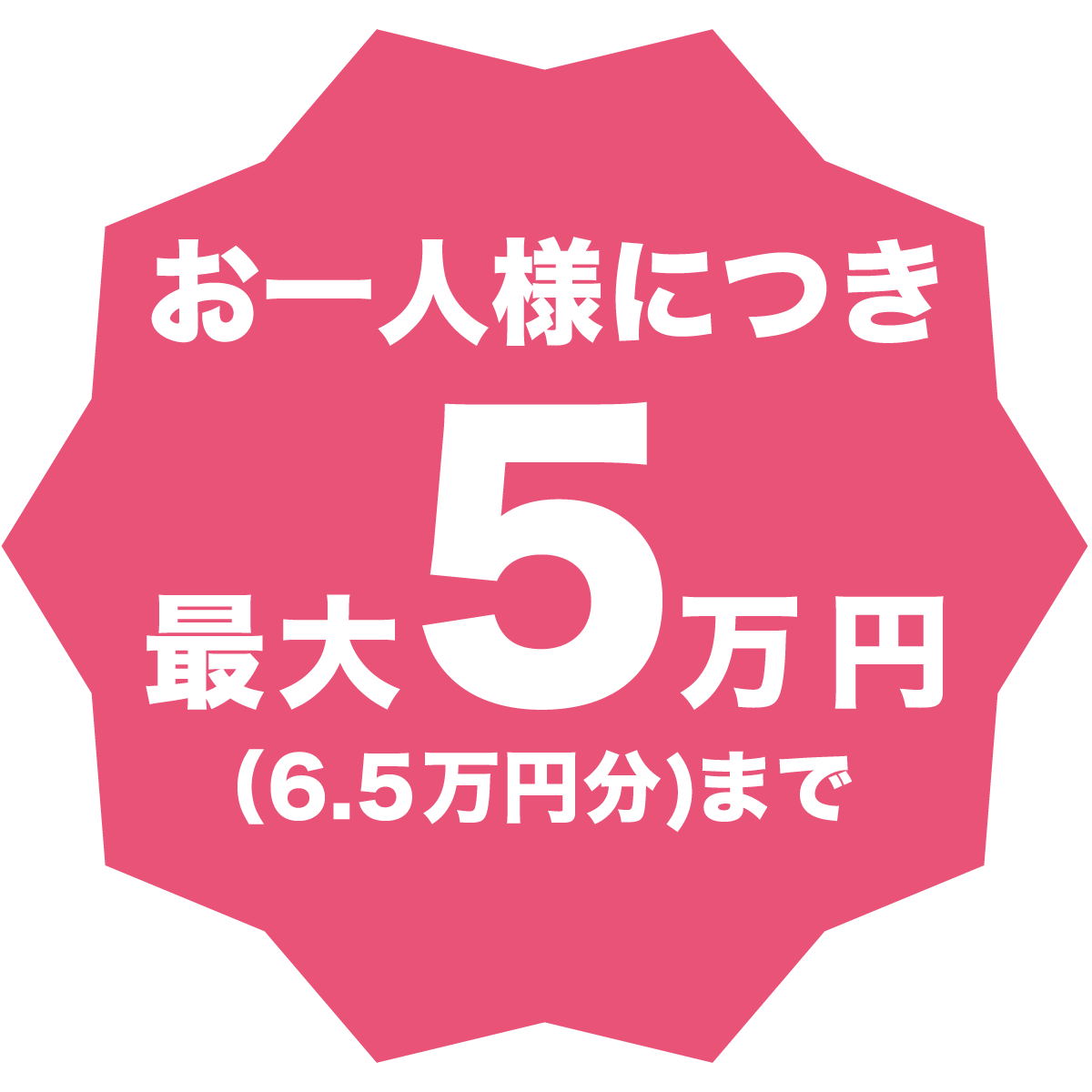 最大50,000円(65,000円分)まで購入可能！